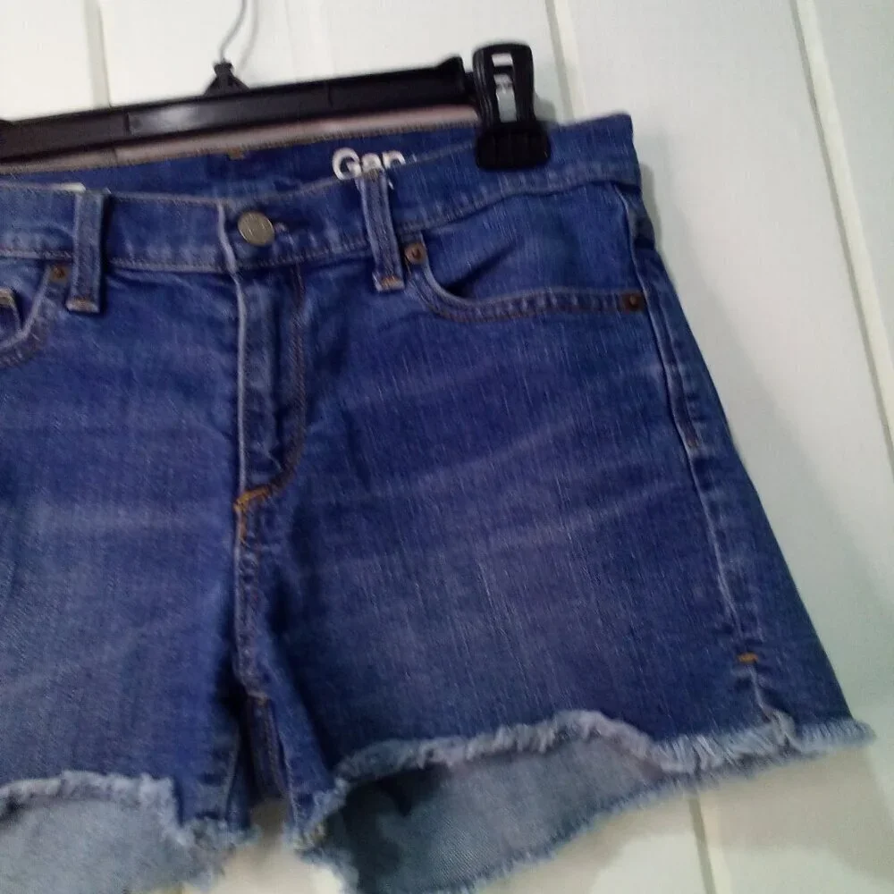 Gap Authentic Summer Short Women 27 Raw Hem Denim Blue